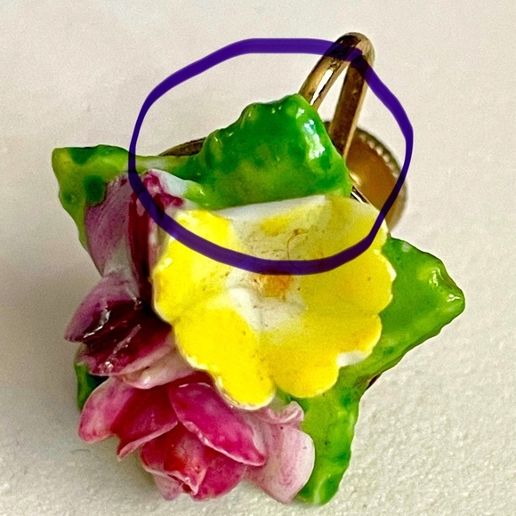 Vintage Cara Ceramic Floral Pink and Green Jewelry Set - Picture 10 of 10